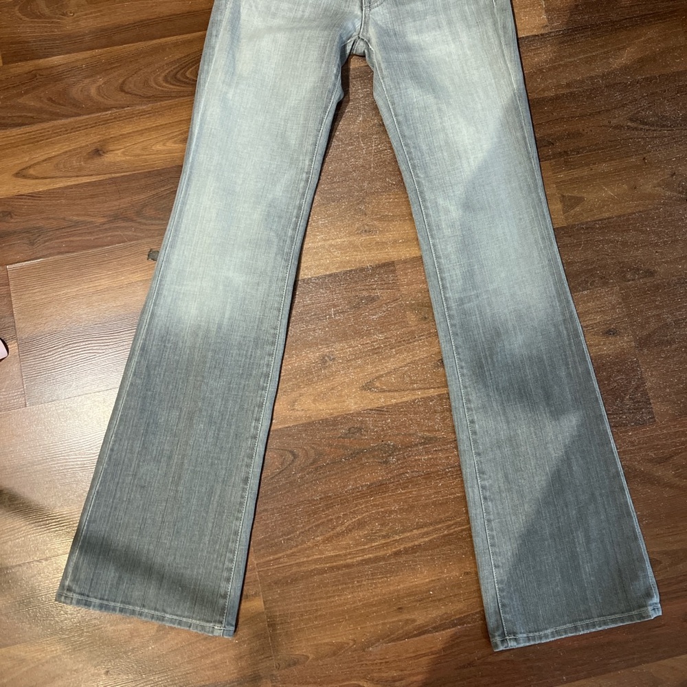 7 for all mankind light grey skinny to flare leg jeans low rise - Picture 2 of 4